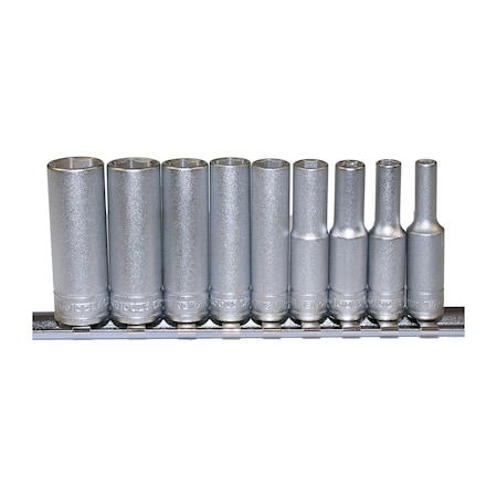 Teng Tools M1407 - 9 Piece 1/4" Drive 6 Point Deep Metric Socket M1407